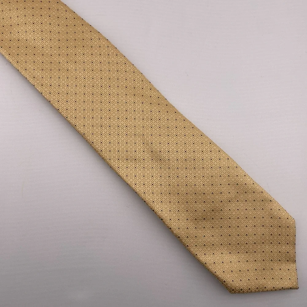 STAFFORD‎ Gold Silk Necktie Designer Geometric Pattern Business Career Interview